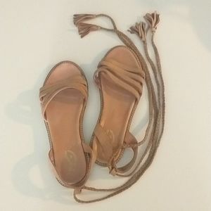 Seychelles Ankle Tassel Wrap Sandals Tan Size 10